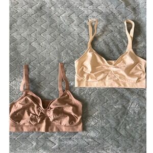 Women's Size 2XL Seamless Stretch Comfortable Nylon/Spandex Bras - Beige & Brown